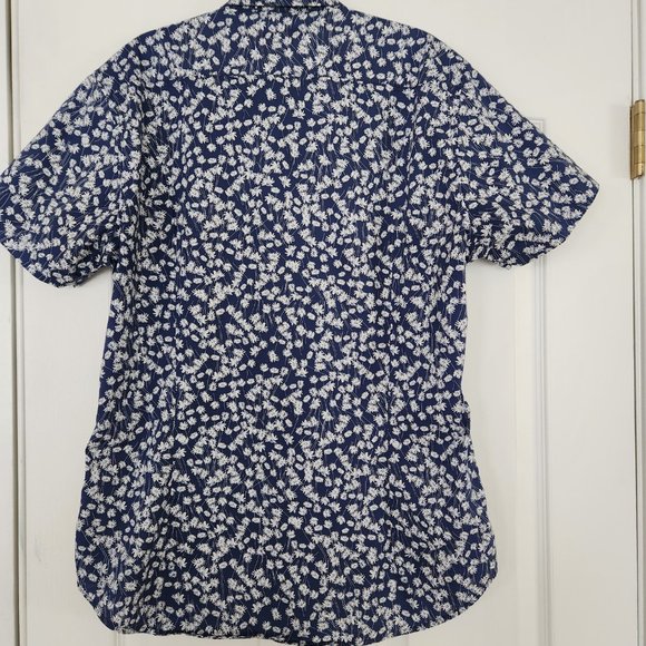Men's Bonobos Tailored Fit Button Down Short Sleeve Shirt Blue Floral Size Large - Picture 7 of 10